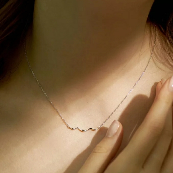 NEW 925 STERLING SILVER PLATED WAVE NECKLACE - Picture 2 of 5